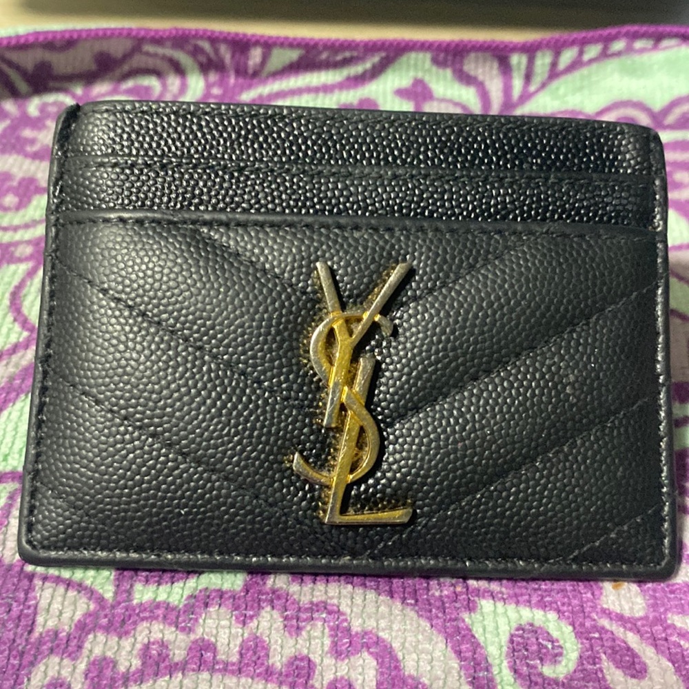 Saint Laurent Leather card case black